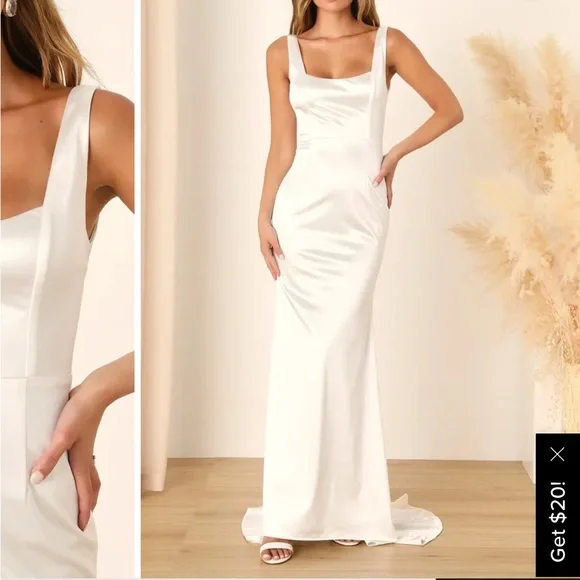 chinese dress ladies White Lace Classic Square Neck Sleeveless A-Line Maxi Dress – Loveiss